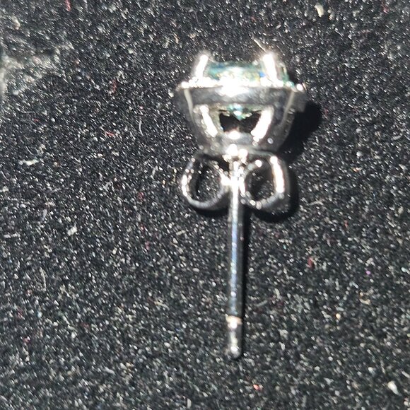 MOISSANITE - 1.0 CTW Turquoise Stud Earrings - Picture 3 of 5